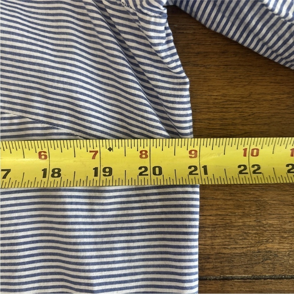 Talbots Plus Size X Blue & White Striped Embroidered Long Sleeve - Picture 6 of 14